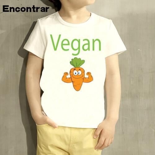 Kids Go Vegan Design T Shirt Boys/Girls Great Casual Short Sleeve Tops Children Cute T-Shirt,HKP2144