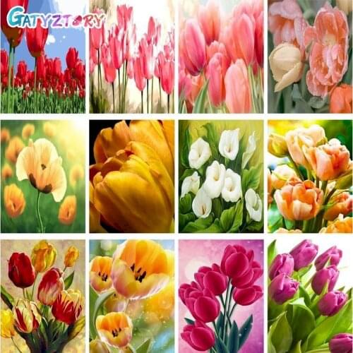 GATYZTORY Painting By Numbers For Adults Lily Flowers Canvas Drawing Acrylic Paints HandPainted Kits Wall Art Home Decor