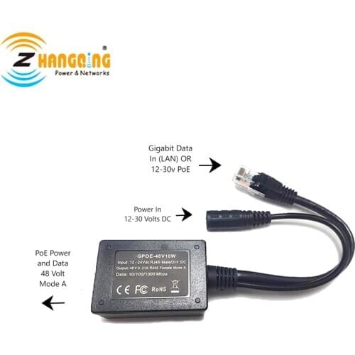 Input 10-30V Gigabit Output 48Volts set up injector PoE Converter for any 802.3af or 48V devices and solar to PoE Conversion