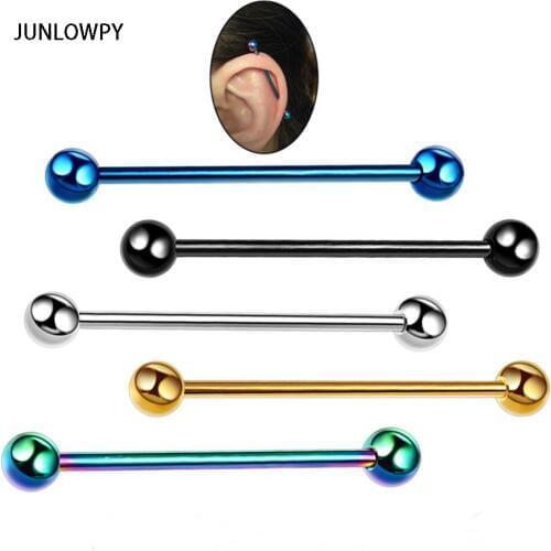 JUNLOWPY Industrial Barbell Cartilage Earring Body Piercing Jewelry 1 1/2 Inch(38mm) Cartilage Helix Tragus Piercing 14G