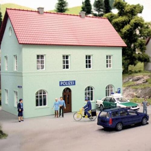 Railway Train Scene HO Scale 1:87 61836 Police Station Model Sand Table Architecture Building Layout