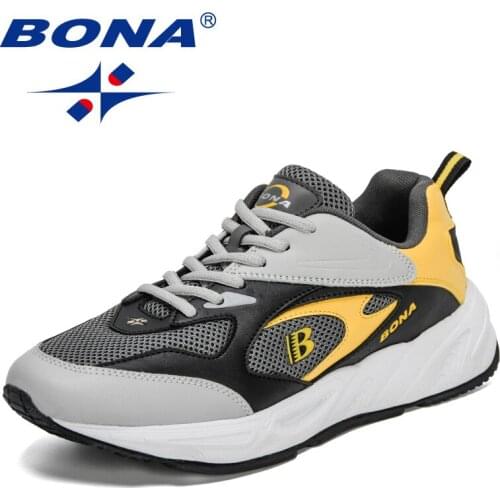 BONA 2021 New Designers Thick Bottom Mens Casual Shoes Trendy Sneakers Man Trend Lace-Up Brand Luxury Leisure Walking Footwear