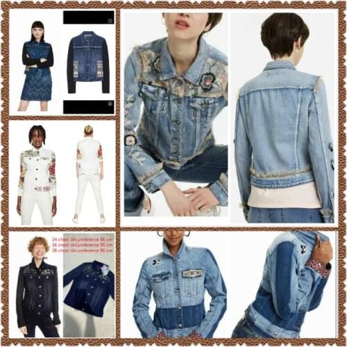Spanish single womens multiple heavy duty Embroidered Denim Jacket