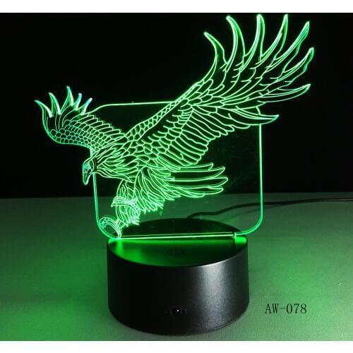 Flying Eagle 3D Led Light 7 Color Led Night Lamps Touch Led USB Table Lampar a Lampe Office Light Nightlight Party AW-078