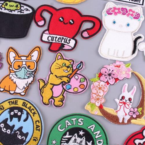 Cute Cat Patch DIY Embroidered Patches for Clothing Cartoon Animals Stickers Patch Iron on Patches on Clothes Applique Badge