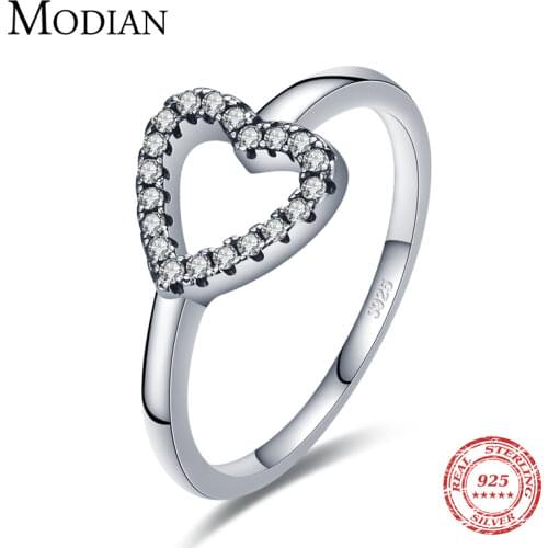 Modian Real 925 Sterling Silver Calssic Vintage Heart Finger Rings Simple Collocation Fine Jewlery For Women Exquisite Gift