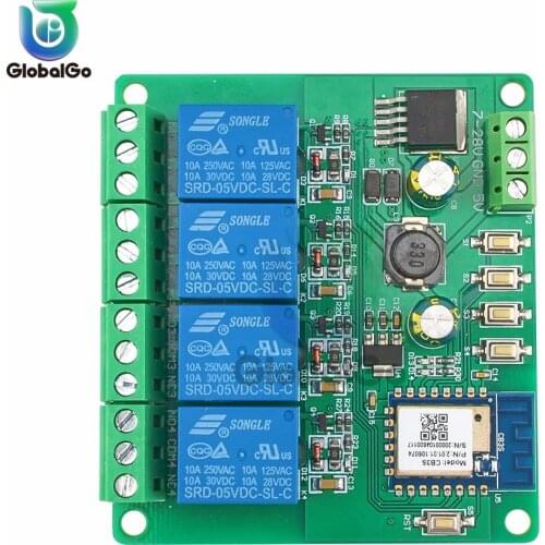 Tuya Quad WiFi Remote Relay Module Mobile APP Control Smart Switch Module Things Smart Home Remote Control Switch