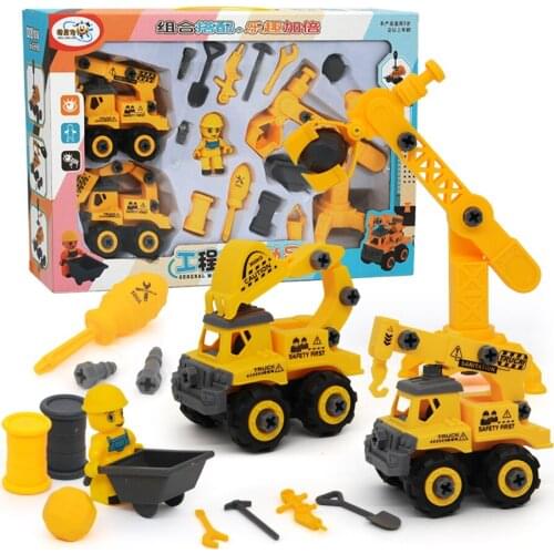 DIY Detachable Engineering Vehicle Set Toys For Children Boys Dump Tracks Educational Diecast Cars Nut Disassembly Inertial Car