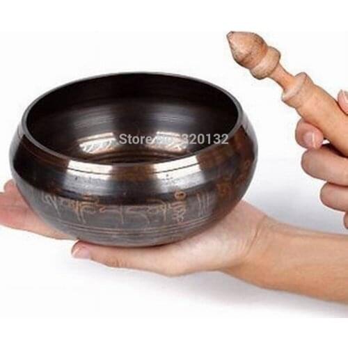 Nepalese Huge Beautiful Antique Tibetan Buddhism Cuprum Mantra buzzing Singing Bowl 9cm Diameter Wholesale bronze Bowls