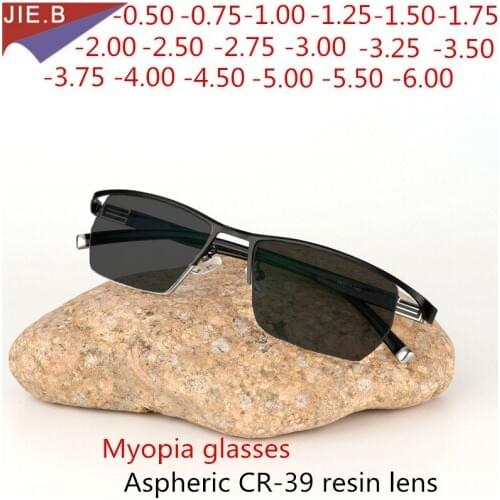 New men and women business transition photochromic sunglasses myopia glasses TR90 glasses frame -0.5 -0.75 -1.0 -1.5 to -6.0