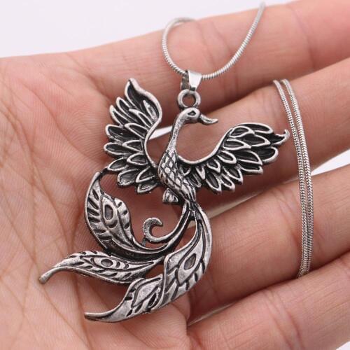 Viking Pendant Phoenix Fire Bird Necklace Vintage Firebird Pendant Jewelry Angel Wing Necklace Phoenix Bird Pendant Punk Style