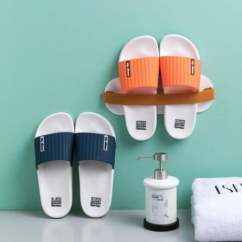 Non-slip Women Men Summer Slippers Beach Slide Sandals Flip Flops Stripe Candy Color Thick Bottom Ladies Couples Bathroom Shoes