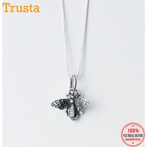 TrustDavis Real 925 Sterling Thai Silver Personality Fashion Animal Bees Charm Pendant Handmade DIY Accessories Jewelry DZ478