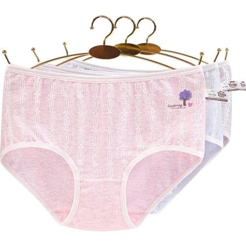 Student middle waist girl briefs shorts color cotton junior high school female big childrens underwear summer thin breathable