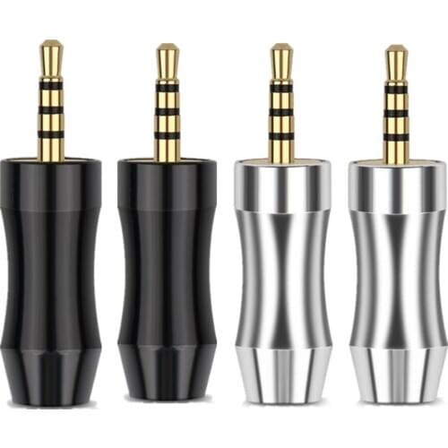 2.5mm Earphone Plug 4 Pole Copper Gold Plated Audio Jack Minijack For Soldering Adapter Hifi Headphone Wire Connector Speaker