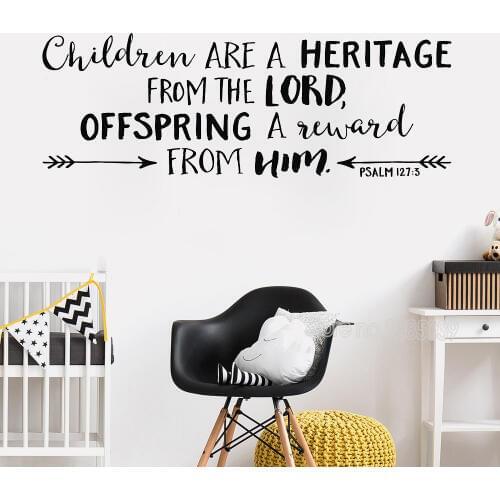 Bible Verse Wall Sticker Psalm 127:3 Children are a heritage from the Lord,Nursery Wall Arrows Decor Vinyl Wall Decal Hot LC759