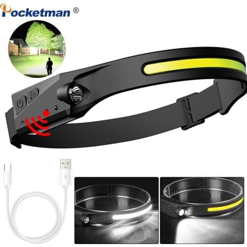 300000LM Headlamp LED Head Lamp Flashlight Rechargeable Motion Sensor Head Light for Outdoor Camping Running Cycling Fishing