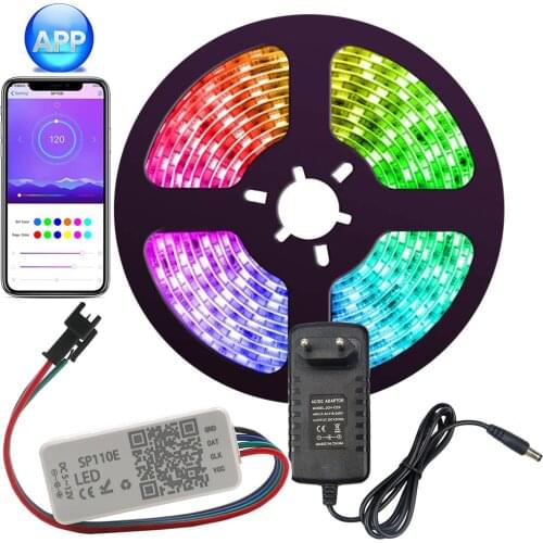 Ws2811 Dream Color LED Strip with APP ELlight LED Lights with Multicolor Chasing, Waterproof RGB Rope Lights 5m Kit, for Home