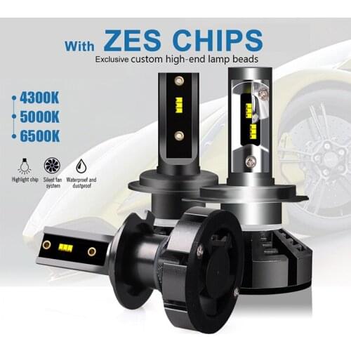 Hlxg 2PCS Turbo Led H7 with ZES Car Headlight Bulbs Mini LED 6500K h11 H4 hi lo beam led H8 fog light Car Styling