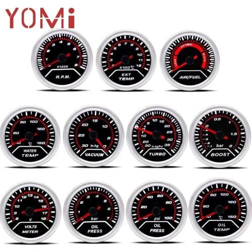 YOMI 2" gauge 52mm Car boost gauge bar psi Exhaust gas temp water temp oil temp oil press Air fuel gauge voltmeter tachometer