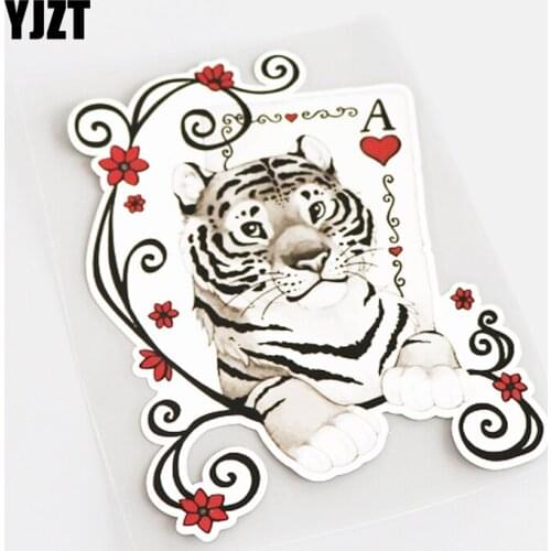 YJZT 11CM*15CM Personality Tiger POKER Car Styling Decal Car Sticker PVC Accessories 13-0618