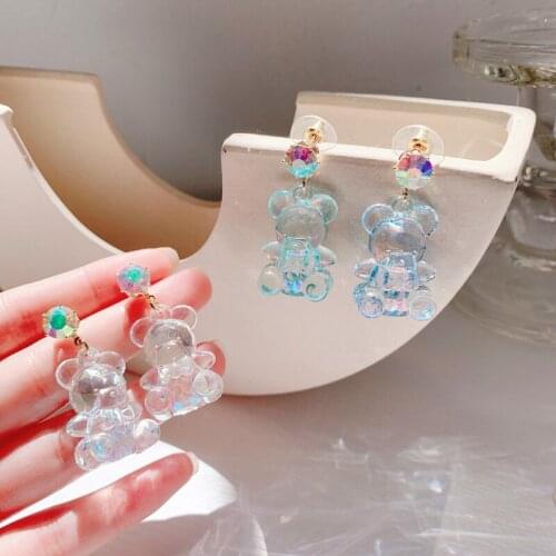 ZDMXJL Fashion Sweet Cute Lucency Exotic Bear Women Earring Ear Stud Pendant Drop Dangle Earrings Girl Jewelry Accessories Gifts