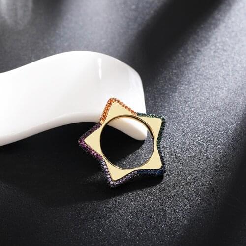 Simple Silver Color Five Pointed Star Crystal Women Rings Fashion Luxury Engagement Ring Gifts For Women Anillos Mujer Zk30