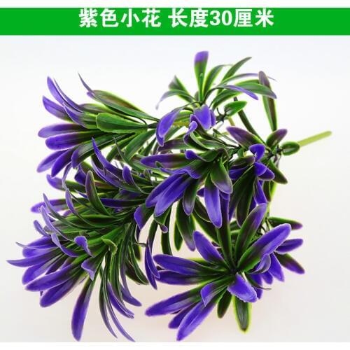 Hot 1 pc Simulation Artificial Purple Plants Grass Plastic flowers Household wedding party setting wall decoration accessories