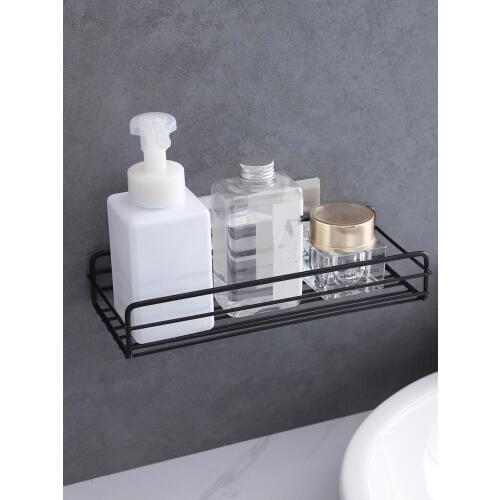 1pc Iron Bathroom Shelf Bathroom Toilet Vanity Storage Rack Drain Holder Household Kitchen Wall Hanging Wall-free Punching