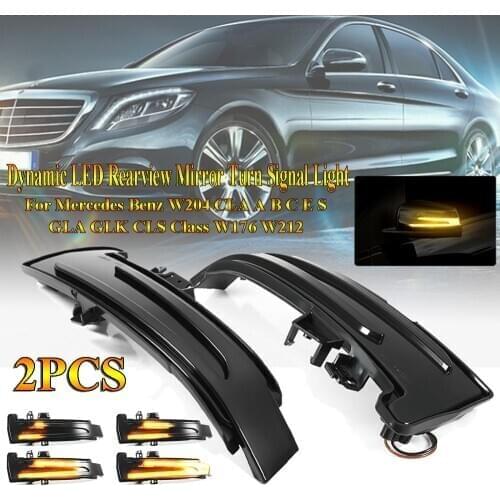 2 pieces Dynamic Turn Signal LED Light Side Mirror Indicator For Mercedes Benz W204 CLA A B C E S GLA GLK CLS Class W176 W212