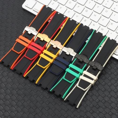2018 SIHH watchband 28mm Two Tone Rubber Silicone Waterproof stainless pin buckle for AP strap Bracelet For Audemars And Piguet