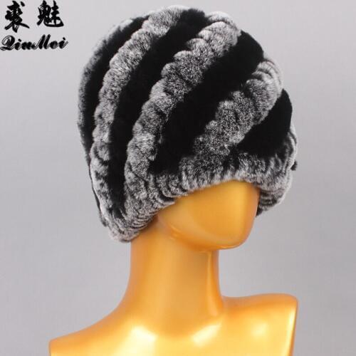 2018 Lady Winter Natural Real Rex Rabbit Fur Hat Girl 100% Rex Rabbit Fur Cap Warm Soft Knitted Genuine Fur Skullies Beanies