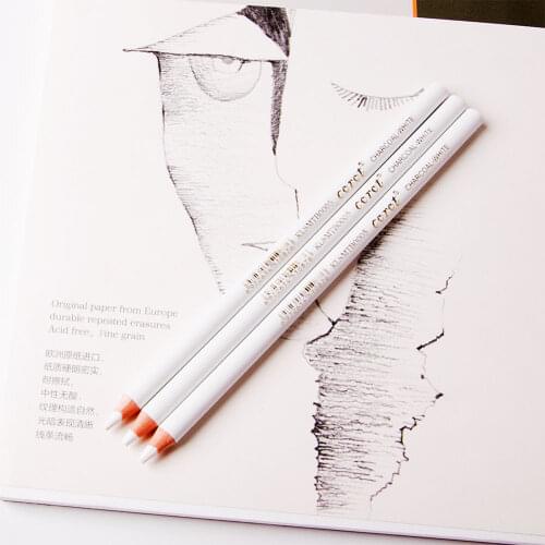 3 Pcs White Charcoal Pencil Sketch Hightlight Pens White Pencils Art Studio Students Drawing Tools Sketch Exercise Pencils