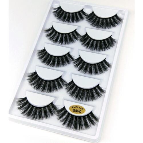 5 pairs 3D mink lashes natural false eyelashes wholesale, natural fluffy eyelash extension makeup G800