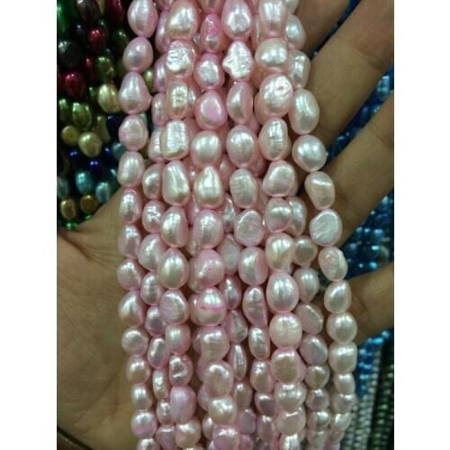 8-9mm Water light pink Freshwater Cultured Pearl Flat Loose Beads 13"