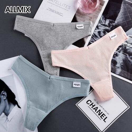 ALLMIX 2021 New Sexy Womens Cotton Thongs Low Waist G-String Underwear Seamless Sport Panties Comfortable Lady Lingerie Tanga