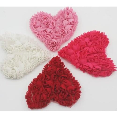 50/120pcs 10cm chiffon heart applique for diy crafting girls t-shirts dress clothes making party wedding sewing accessories