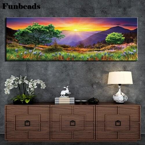 Large 5D DIY diamond painting embroidered natural landscape, sunset squareround diamond painting wall art home decor FF4277