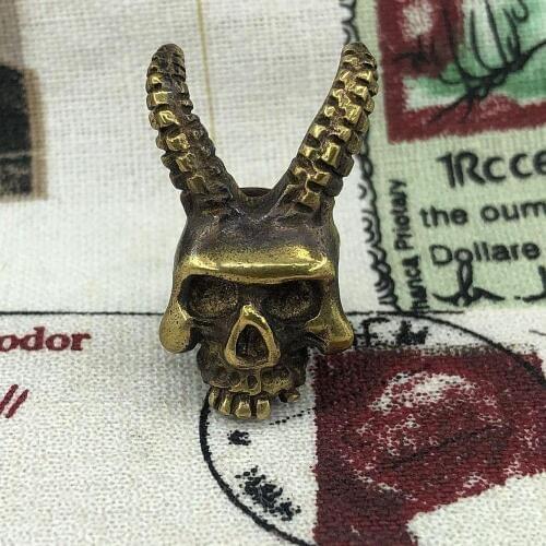 1PC EDC Paracord Beads Goat Skull Retro Brass Oxide Umbrella Rope Cord Lanyard Pendants Knife Beads Outdoor Knife Accessories