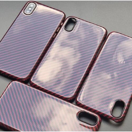Carbon Fiber Case for iPhone XS Case Ultr-thin Aramid Fiber Protective for iPhone X luxury Glossy Red Phone Cover Coque Funde