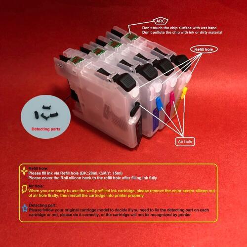 YOTAT 1set Refillable ink cartridge LC667 LC667XL LC665 for Brother MFC-J2320 MFC-J2720