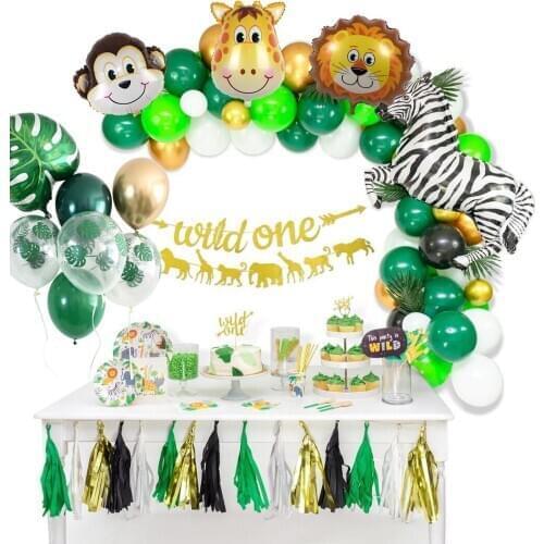 32 Inch Green Digital Foil Balloons Jungle Party Animal Boxes Kids Birthday Safari Forest Party Decoration Supplies