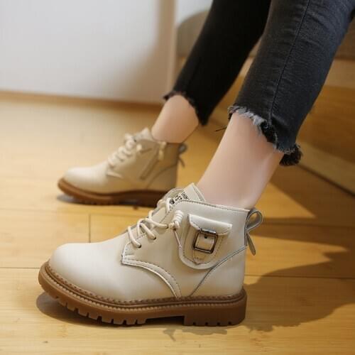 Childrens shoes new fashion winter rain boots Martin boots girls children short boots British leather boots girls single boots