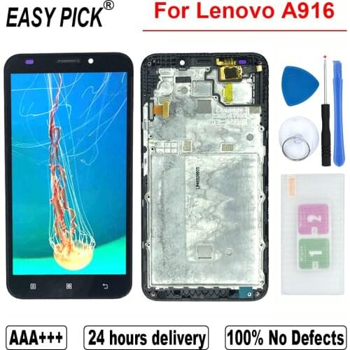 For Lenovo A916 LCD Display Touch Screen Digitizer Assembly Replacement with frame Free Tools