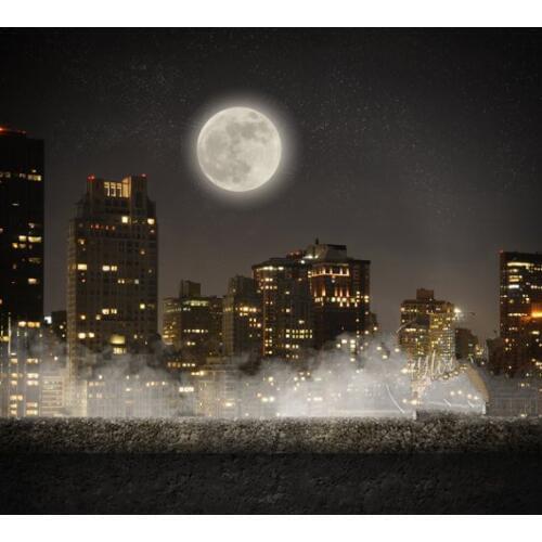 Super Hero City Building Night Moon background polyester or Vinyl cloth High quality Computer print birthday backdrops