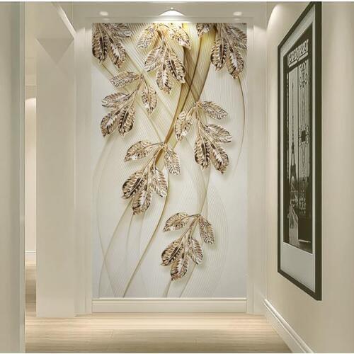 Custom Photo 3D Wall Mural Modern Leaf lines 3D Wallpaper Gold Wallpaper For Living room Bedroom Home Decor