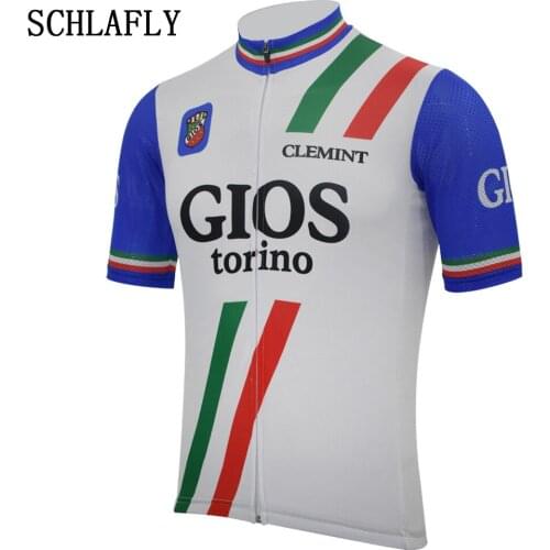 Retro Italy cycling jerseys summer short sleeve bike wear white blue jersey road jersey cycling clothing schlafly cycling top