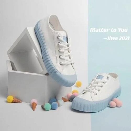 Haiyan Blue Soles Women White Canvas Shoes Summer Low-top Running Flat Lady Sneakers Outdoor Leisure Breathable Vulcanized Shoes