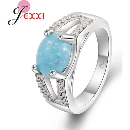 Classic Romantic Famous Design Luxury Popular Geometry Paved Opal Stone Wedding Ring Fashion Jewelry Nice Gift