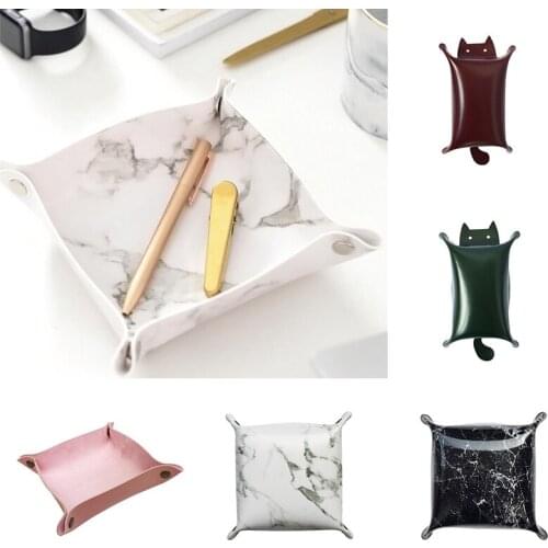 Leather Storage Tray Foldable Trays Storage Box PU Leather Square Tray for Dice Table Games Key Wallet Coin Jewelry Tray Desk